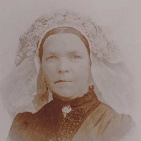 Portrait of a woman wearing Dutch traditional headdress, circa 1900